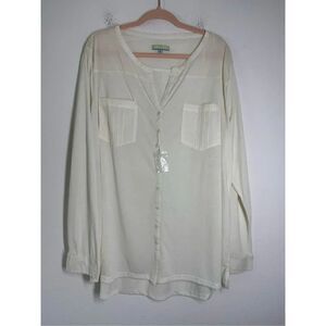 NWOT Line Plus Women’s Sheer Button Down Blouse Cream Size 3xL
